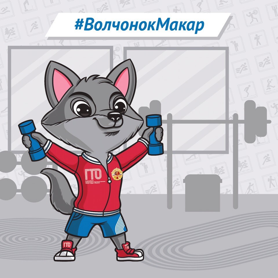 ГТО: Волчонок Макар – неутомимый непоседа. Олицетворяет выносливость. Волки могут бежать несколько часов без передышки..