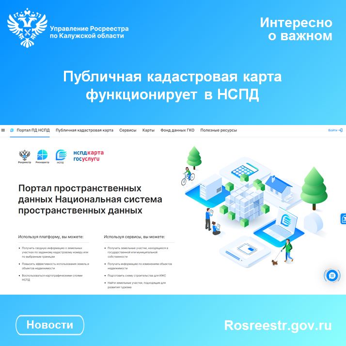 Публичная кадастровая карта функционирует в НСПД.