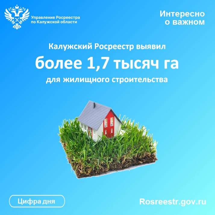 Калужский Росреестр выявил более 1,7 тысяч га для жилищного строительства.